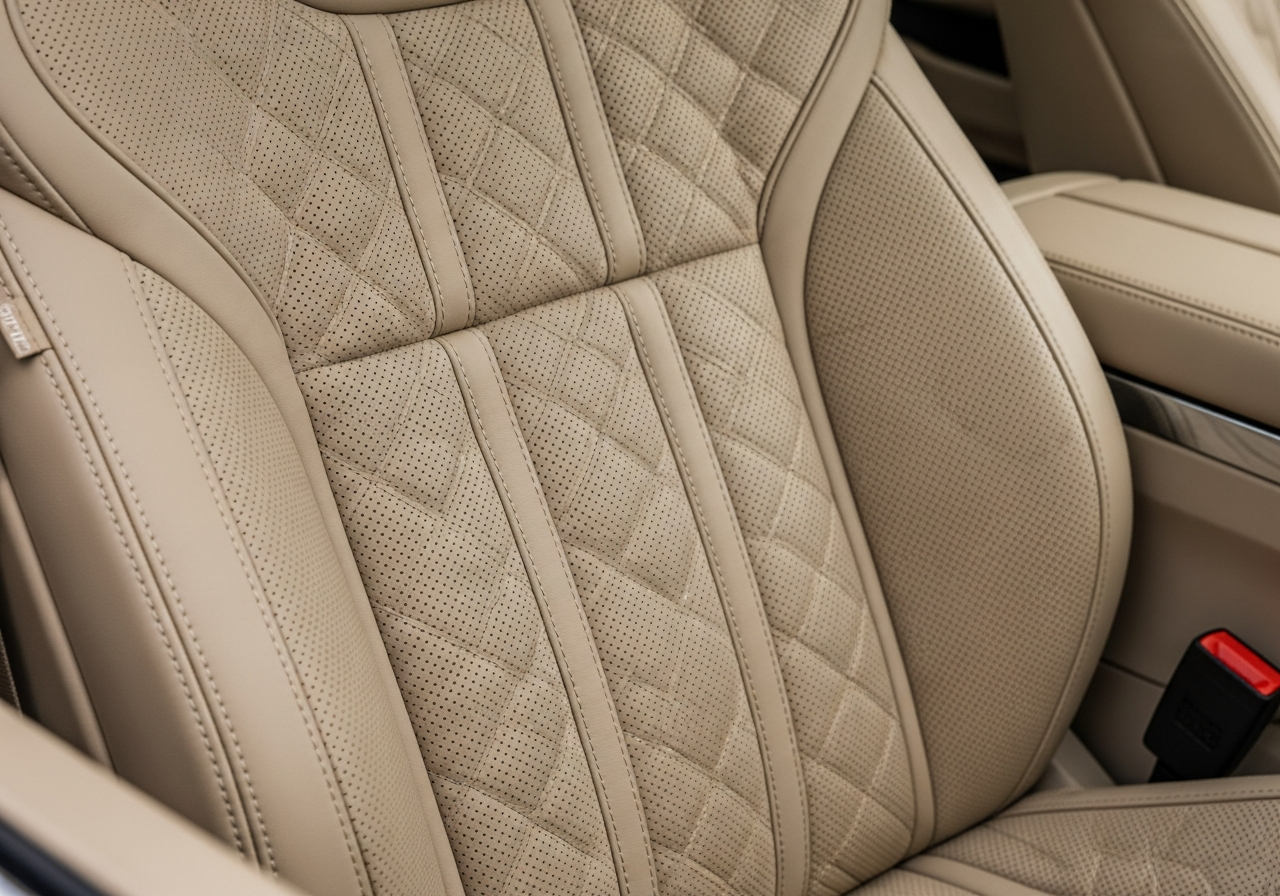 Detalle perforado en cuero beige